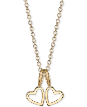 Shop Sarah Chloe Double Heart Charms Pendant Necklace, 18" In Gold Over Silver