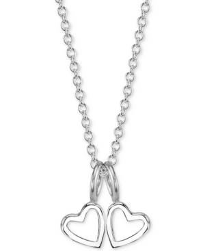 Shop Sarah Chloe Double Heart Charms Pendant Necklace, 18" In Sterling Silver