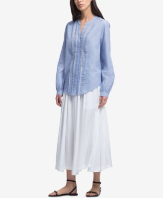 DKNY - Pleated Ladder-Trim Shirt