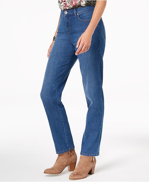 Style & Co Petite Natural Straight-Leg Ankle Jeans, Created for Macy&#39;s & Reviews - Jeans ...