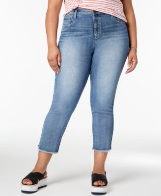 Seven7 - Trendy Plus Size Raw Hem Straight-Leg Jeans