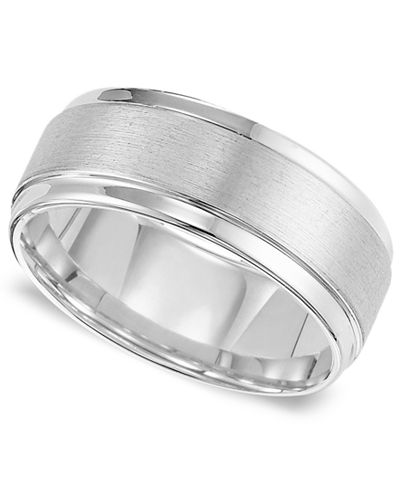 Triton Men's White Tungsten Carbide Ring, Comfort Fit Wedding Band (9mm ...
