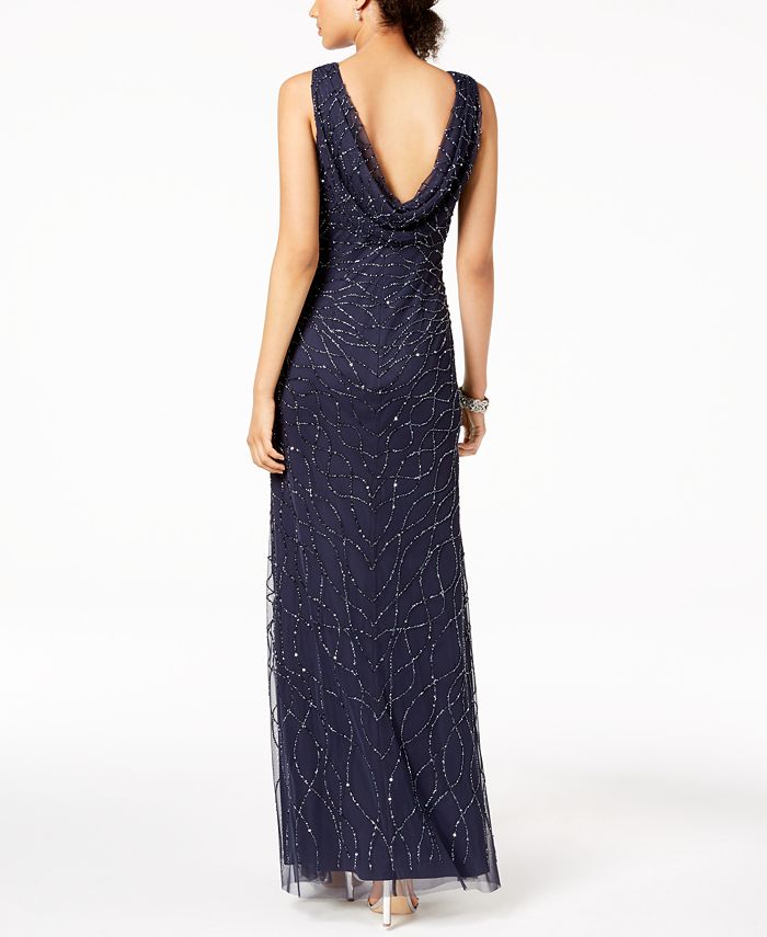 Adrianna Papell Petite Sequined Cowl-Back Gown - Macy's