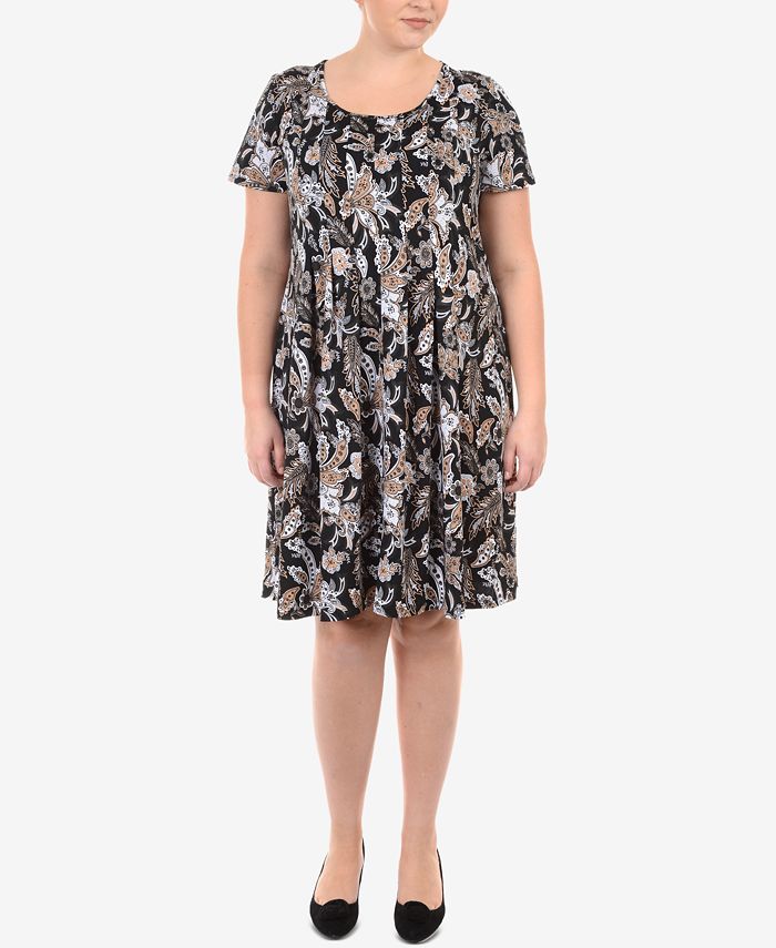 NY Collection Plus Size Pleated Babydoll Dress - Macy's