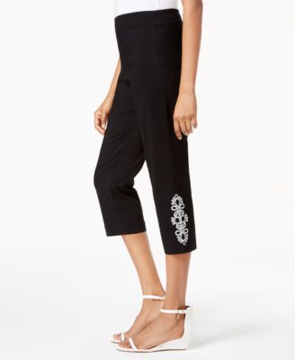 JM Collection - Embroidered-Cuff Capri Pants