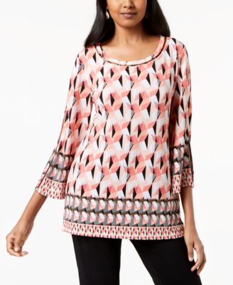 Jm Collection Womens Embellished Neck Tunic Greenblue Size Xsmall 2