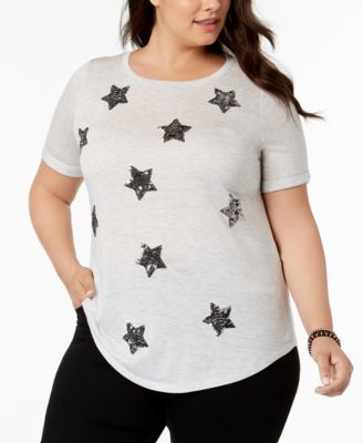 macy's plus size sequin tops