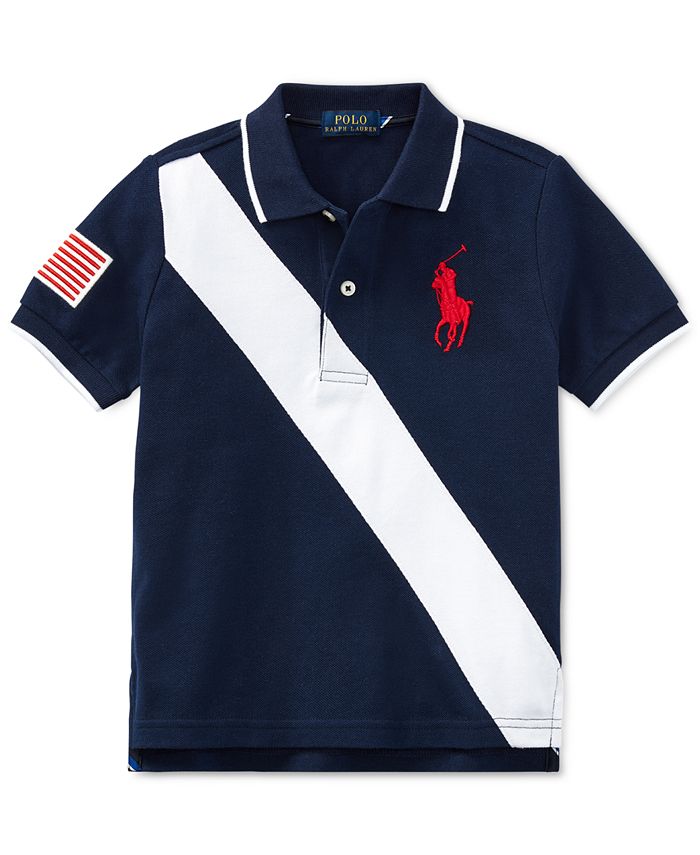 Polo Ralph Lauren Banner-Stripe Cotton Mesh Polo Shirt, Little Boys ...