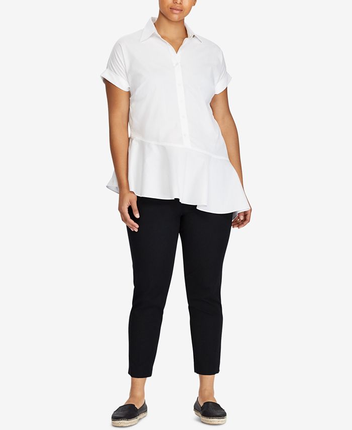 Lauren Ralph Lauren Plus Size Asymmetrical Cotton Shirt & Reviews ...