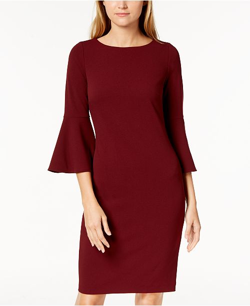 Calvin Klein Bell-Sleeve Sheath Dress - Dresses - Women - Macy's