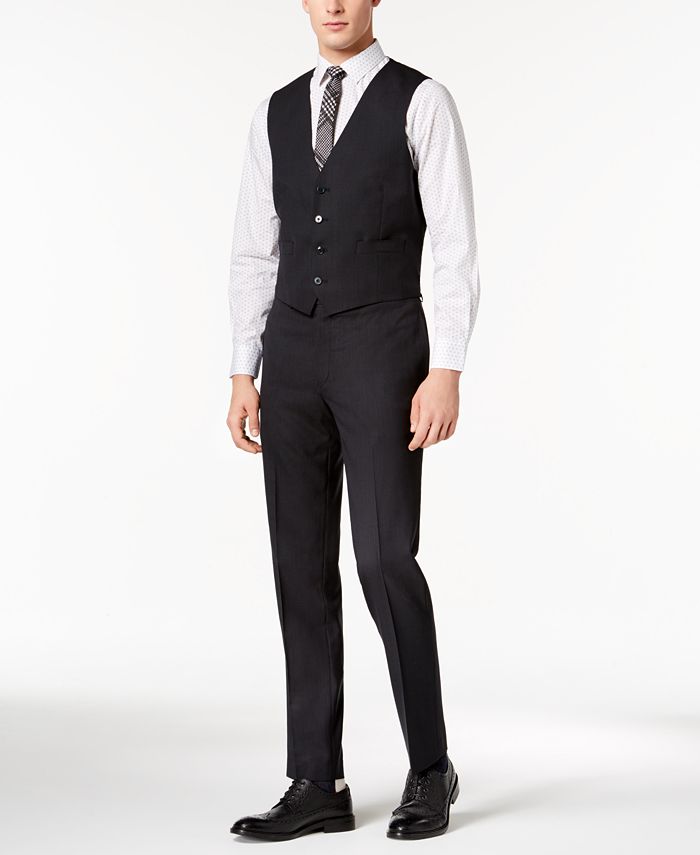 Calvin Klein Men's Slim-Fit Stretch Brown Neat Vested Suit - Macy's