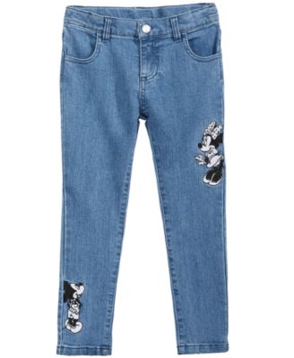 Disney - Little Girls Minnie & Mickey Mouse Embroidered Jeans