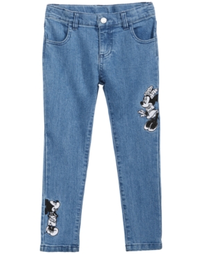 image of Disney Little Girls Minnie & Mickey Mouse Embroidered Jeans