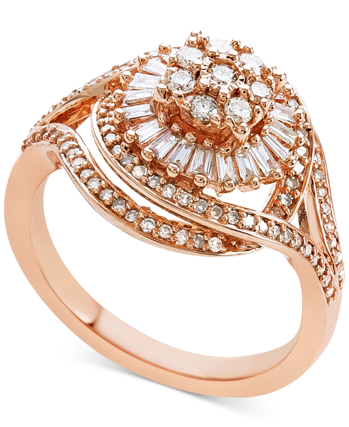 Shop Promised Love Diamond Starburst Cluster Ring (1/2 Ct. T.w.) In Sterling Silver In Rose Gold,silver