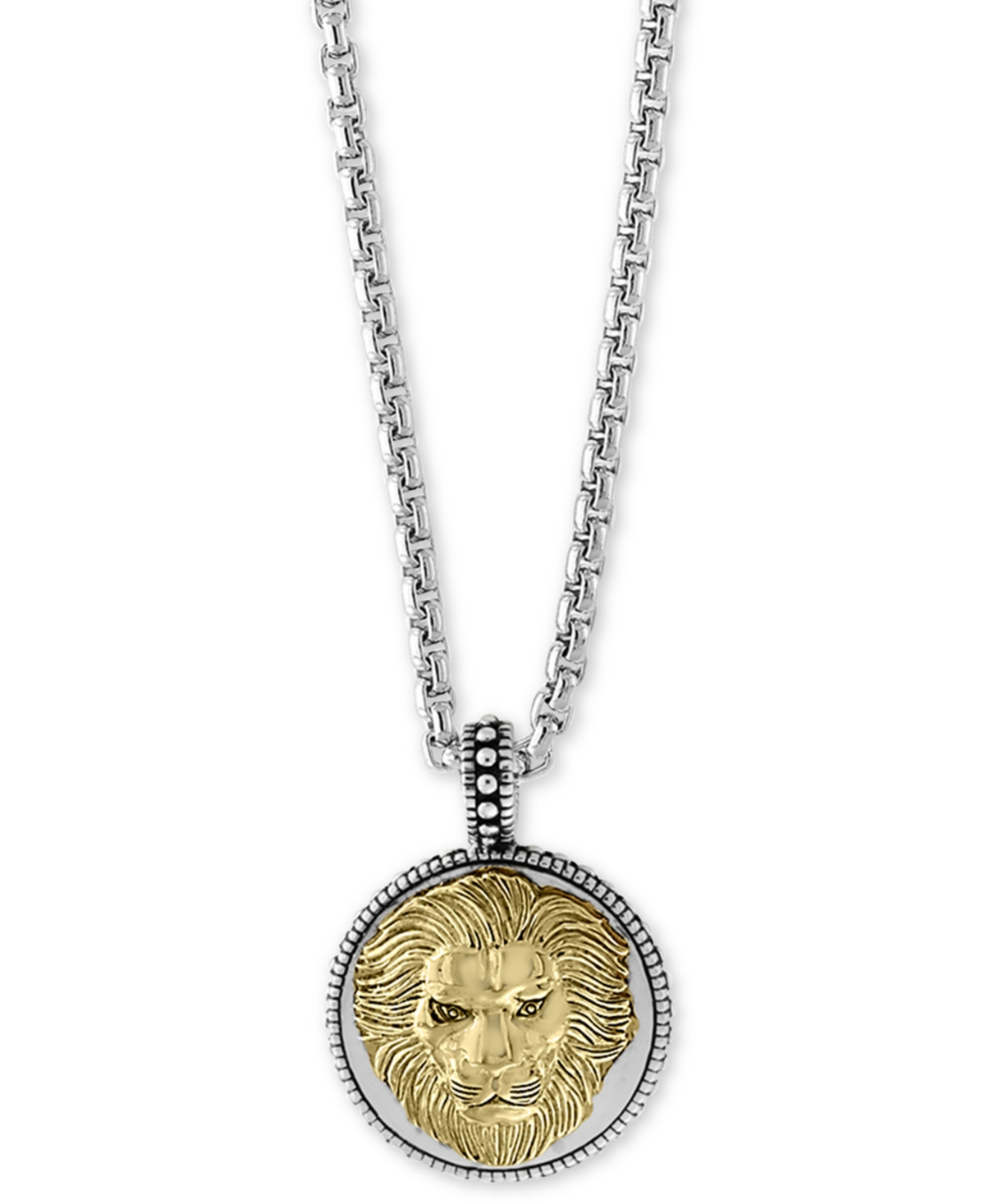 Effy Men's Two-Tone Lion's Head 22" Pendant Necklace in Sterling Silver and 18k Gold-Plate - Two-tone