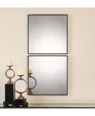 Matty Antiqued Square Mirrors, Set of 2