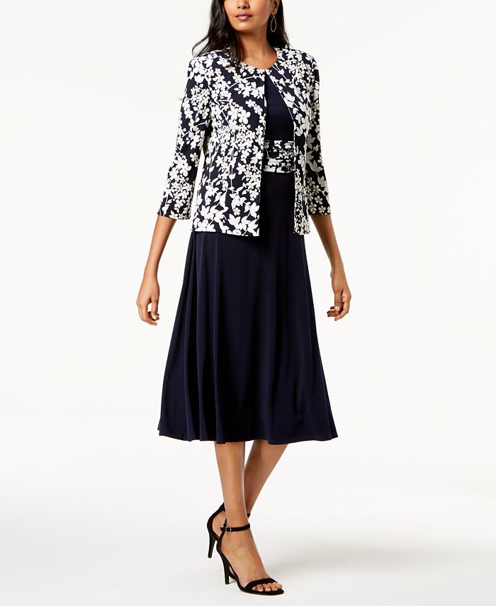Jessica Howard Dress & Floral-Print Jacket - Macy's