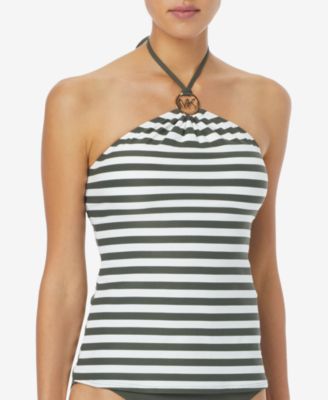 Michael Kors - Striped High-Neck Tankini Top