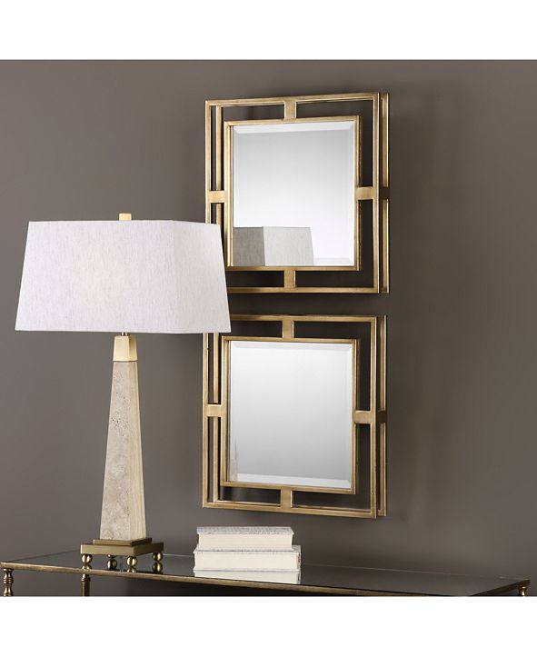 Uttermost Allick Gold Square Mirrors, Set of 2 & Reviews All Mirrors Home Decor Macy's