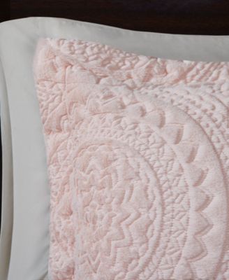 Arya Embroidered Medallion Faux Fur Comforter Sets