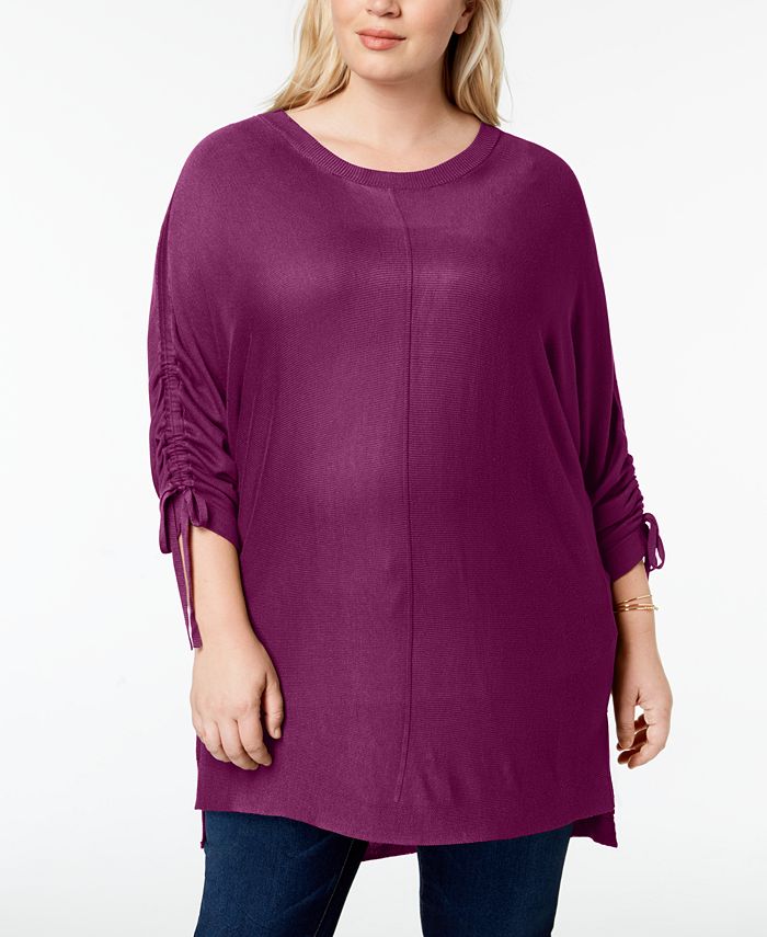 One A Plus Size Drawstring-Sleeve Sweater - Macy's