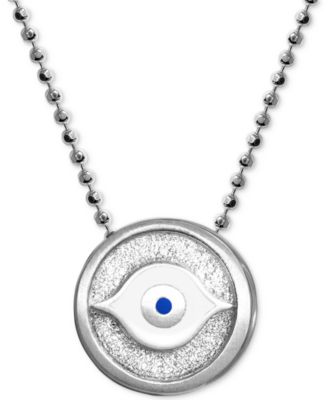 Alex Woo - Textured & Enamel Evil Eye 16" Pendant Necklace in Sterling Silver