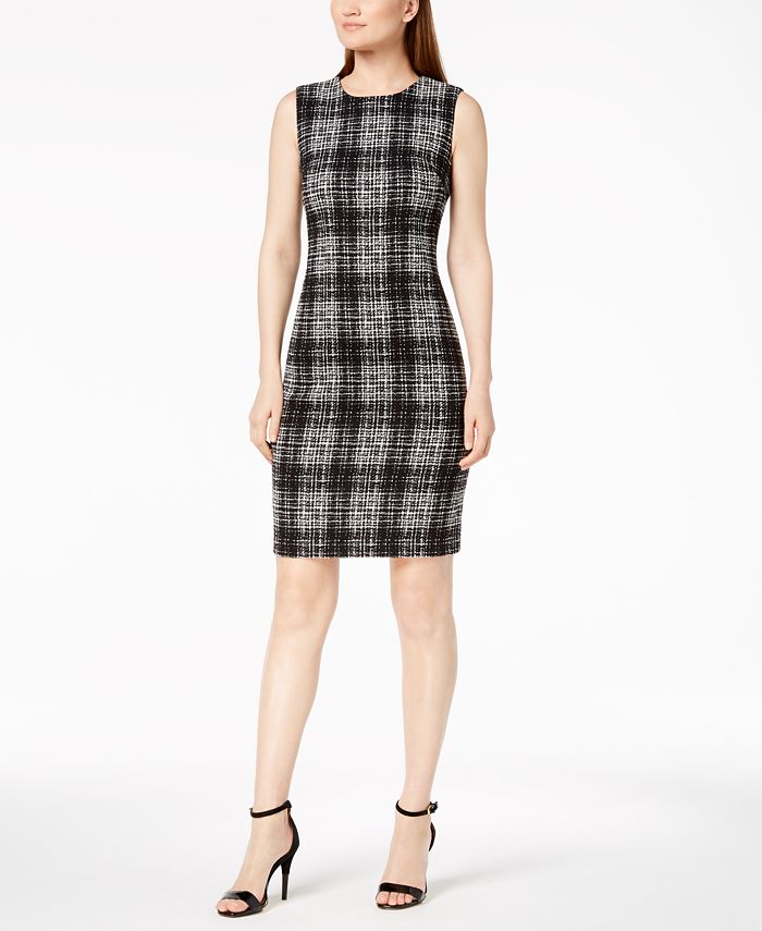 Calvin Klein Plaid Sleeveless Sheath Dress - Macy's