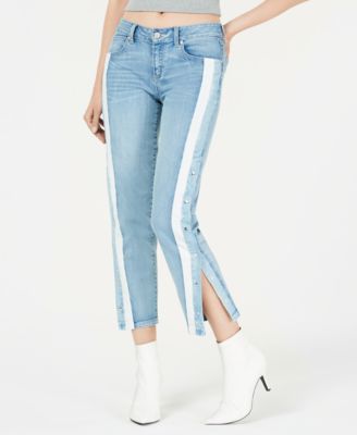 Rewash - Juniors' Striped Snap-Side Jeans