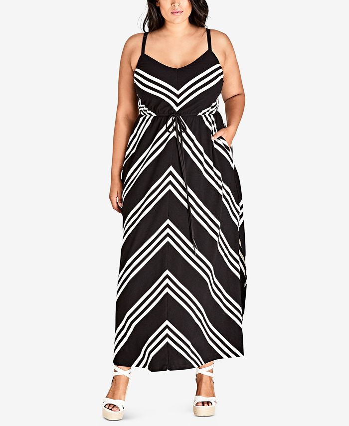 City Chic Trendy Plus Size Chevron-Stripe Maxi Dress - Macy's
