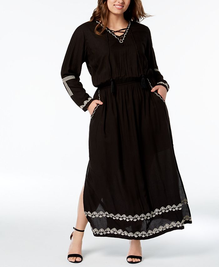 NY Collection Plus Size Maxi Peasant Dress - Macy's