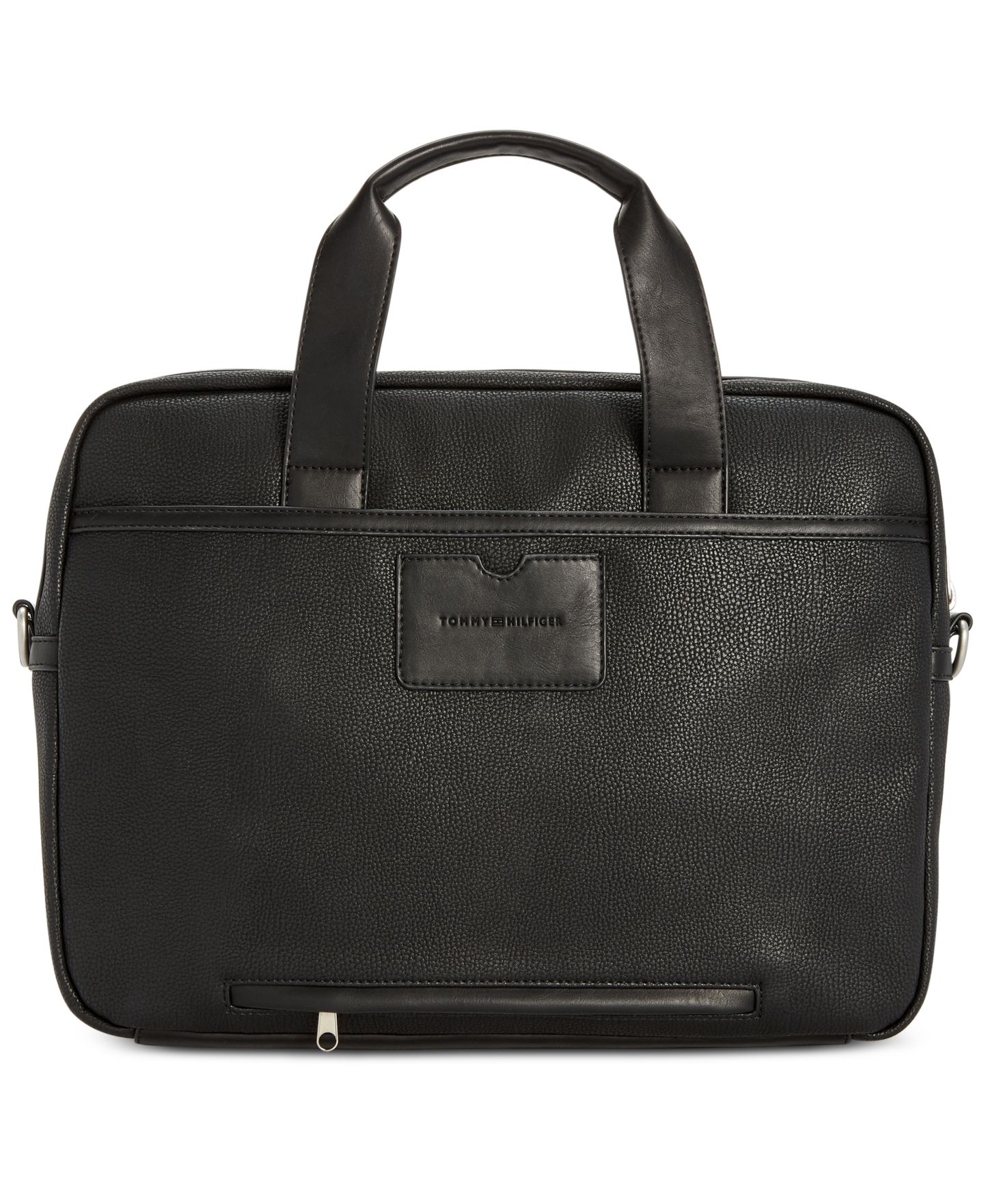 Мужская сумка Tommy Hilfiger Pebble Faux-Leather Leo Briefcase, цвет: Чёрный — фото 3
