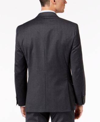 Tommy Hilfiger Men's Slim-Fit TH Flex Stretch Gray/White Stripe Suit Jacket
