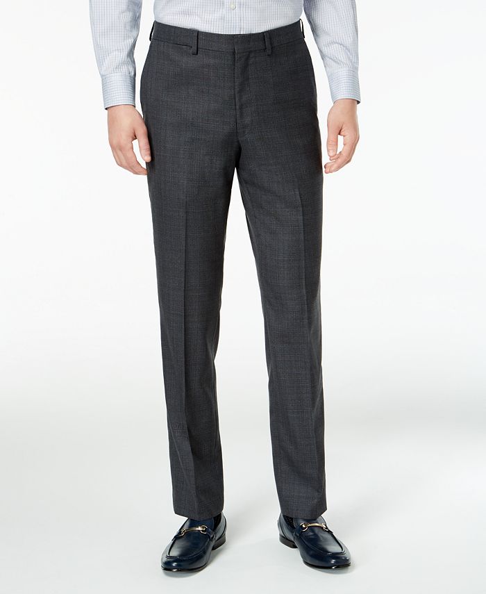 DKNY Men's Slim-Fit Gray/Blue Plaid Suit Pants - Macy's