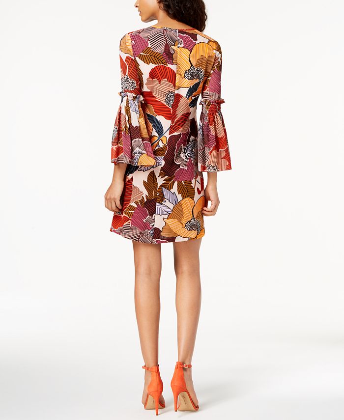 Donna Ricco Floral Printed Bell-Sleeve Dress & Reviews - Dresses ...