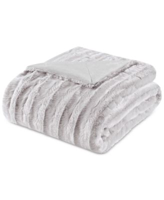 Duke Ribbed Faux-Fur Throw, 50" x 60"