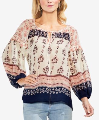 Vince Camuto Printed Peasant Top - Macy's