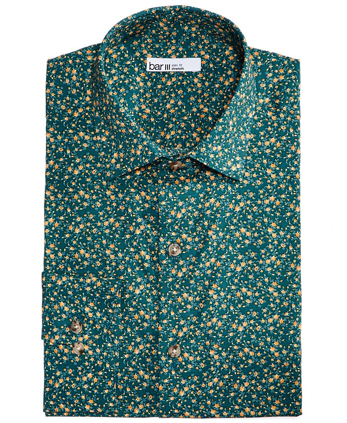 Bar III Men's SlimFit Stretch EasyCare Watercolor Floral Dress Shirt