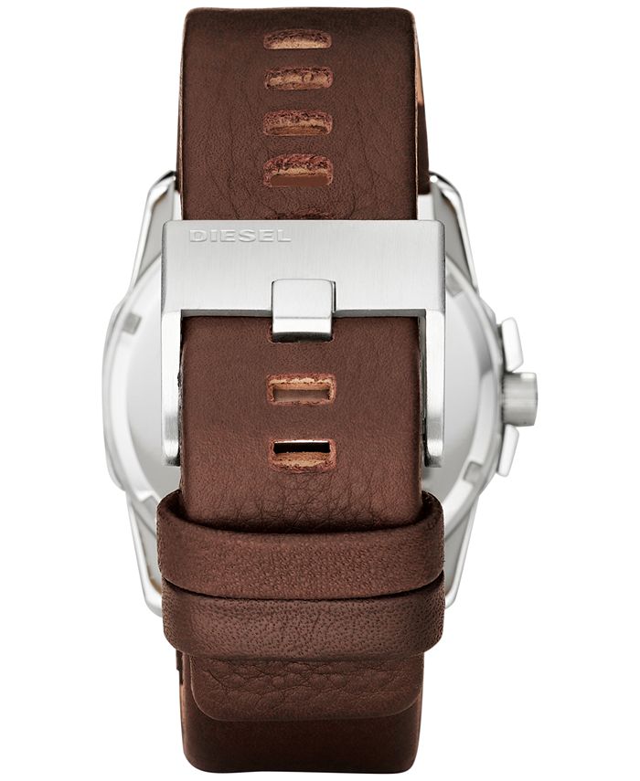 Diesel Men's Master Chief Dark Brown Leather Strap Watch 45x51mm - Macy's