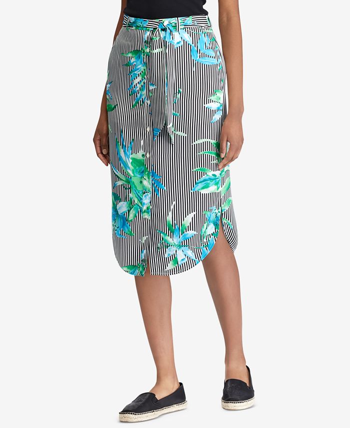 Lauren Ralph Lauren Floral-Print Twill Skirt - Macy's
