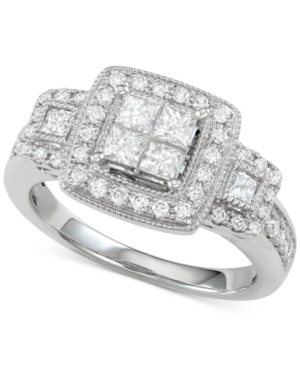 image of Diamond Princess Halo Ring (1 ct. t.w.) in 14k White Gold