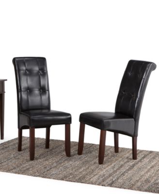 Verona Faux Leather Set of 2 Tufted Parson Chairs,