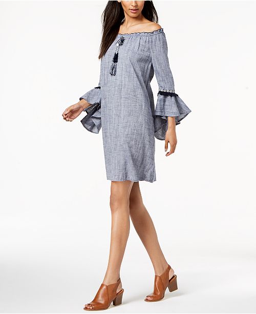 Style & Co Cotton Off-The-Shoulder Dress, Created for Macy&#39;s & Reviews - Dresses - Women - Macy&#39;s