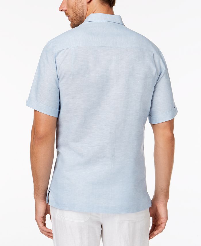 Cubavera Men's Linen Cotton Double Panel Short-Sleeve Shirt - Macy's