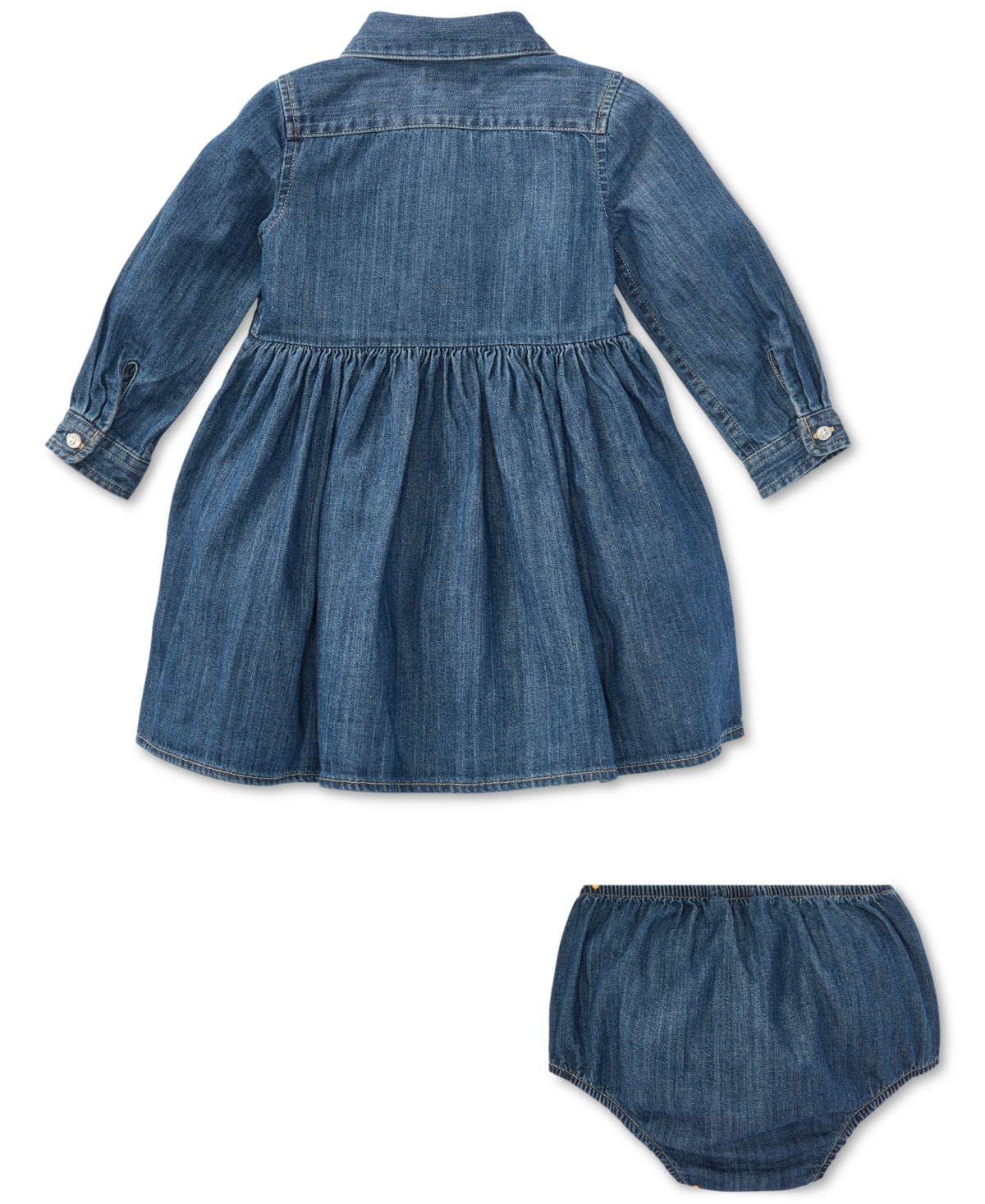 Shop Polo Ralph Lauren Baby Girls Denim Cotton Shirtdress In Blue