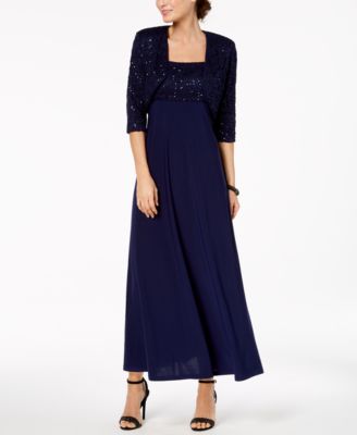 r & m richards sequined lace midi dress and jacket