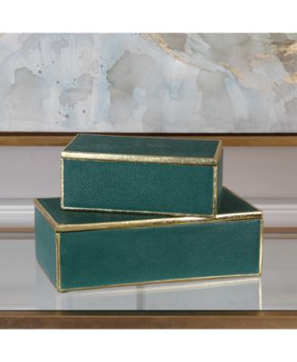 Set of 2 Karis Emerald Green Boxes
