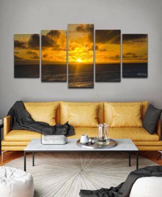 Niue Sunset 5 Piece Wrapped Canvas Coastal Wall Art Set, 30" x 60"