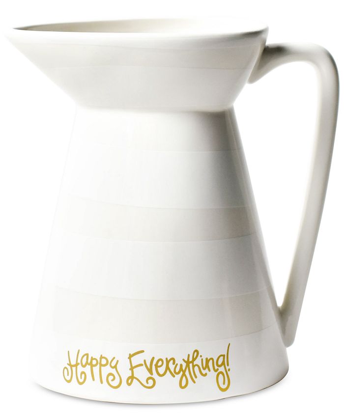 Happy Everything - !™ Collection White Stripe Happy Everything Flare Pitcher