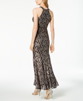 nightway lace keyhole mermaid halter gown