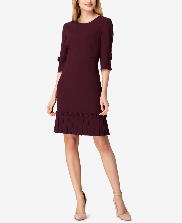 Tahari ASL Bow Pleated Crepe Sheath Dress Macy s